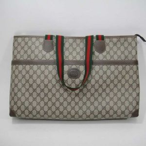 Vintage XLarge GUCCI brown red/green striped Tote